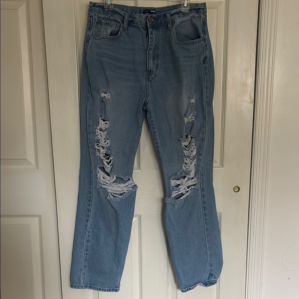 Women's Distressed Blue Jeans